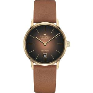 Hamilton American Classic Automatic Men’s Watch, 38mm Stainless Steel Case, Swiss Made, Brown Dial Analog Wrist Watch for Men, 50m Waterproof, Sapphire Crystal, Calf Leather Strap