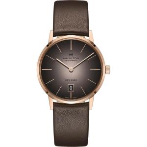 Hamilton American Classic Automatic Men’s Watch, 38mm Stainless Steel Case, Swiss Made, Brown Dial Analog Wrist Watch for Men, 50m Waterproof, Sapphire Crystal, Cow Leather Strap