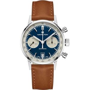 Hamilton American Classic Automatic Men’s Watch, 40mm Stainless Steel Case, Swiss Made, Blue Dial Analog Wrist Watch for Men, 100m Waterproof, Sapphire Crystal, Cow Leather Strap