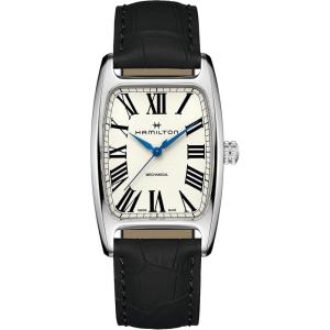 Hamilton American Classic Boulton Mechanical Men’s Watch, 34mm x 38mm Stainless Steel Case, Swiss Made, White Dial Analog Wrist Watch for Men, 50m Waterproof, Sapphire Crystal, Cow Leather Strap