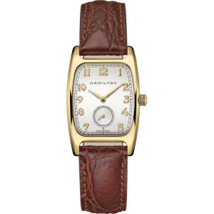 Hamilton American Classic Boulton Quartz Men’s Watch, 27mm x 32mm Stainless Steel Case, Swiss Made, White Dial Analog Wrist Watch for Men, 30m Waterproof, Mineral Crystal, Cow Leather Strap