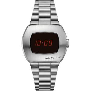 Hamilton American Classic PSR Quartz Men’s Watch, 41mm x 35mm Stainless Steel Case, Swiss Made, Red Dial Analog Wrist Watch for Men, 100m Waterproof, Sapphire Crystal, Stainless Steel Strap