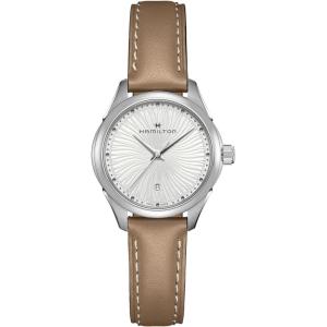 Hamilton Jazzmaster Lady Quartz Women’s Watch, 30mm Stainless Steel Case, Swiss Made, White Dial Analog Wrist Watch for Women, 50m Waterproof, Sapphire Crystal, Cow Leather Strap