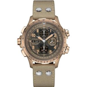 Hamilton Khaki Aviation Automatic Men’s Watch, 45mm Stainless Steel Case, Swiss Made, Brown Dial Analog Wrist Watch for Men, 100m Waterproof, Sapphire Crystal, Textile Strap
