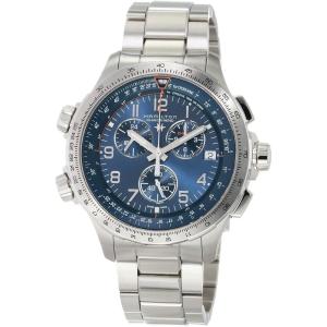 Hamilton Khaki Aviation X Quartz Men’s Watch, 46mm Stainless Steel Case, Swiss Made, Blue Dial Analog Wrist Watch for Men, 100m Waterproof, Sapphire Crystal, Stainless Steel Strap