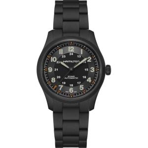 Hamilton Khaki Field Auto | Swiss Made | Titanium Case | Black Dial Analog Watch | Black PVD Bracelet (Model: H70215130)