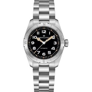 Hamilton Khaki Field Expedition Automatic Men’s Watch, 37mm Stainless Steel Case, Swiss Made, Black Dial Analog Wrist Watch, 100m Waterproof, Sapphire Crystal, 3-Hand Movement, Stainless Steel Strap