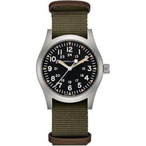 Hamilton Khaki Field Mechanical Men’s Watch, 42mm Stainless Steel Case, Swiss Made, Black Dial Analog Wrist Watch for Men, 50m Waterproof, Sapphire Crystal, Textile Strap