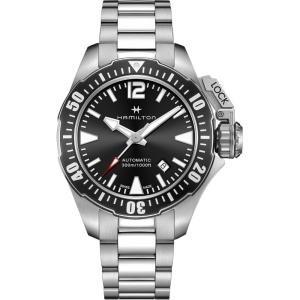 Hamilton Khaki Navy Automatic Men’s Watch, 42mm Stainless Steel Case, Swiss Made, Black Dial Analog Wrist Watch for Men, 300m Waterproof, Sapphire Crystal, 3-Hand Movement, Stainless Steel Strap