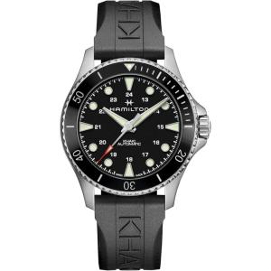 Hamilton Khaki Navy Automatic Men’s Watch, 43mm Stainless Steel Case, Swiss Made, Black Dial Analog Wrist Watch for Men, 300m Waterproof, Sapphire Crystal, Rubber Strap
