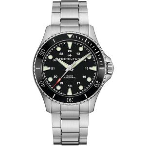 Hamilton Khaki Navy Automatic Men’s Watch, 43mm Stainless Steel Case, Swiss Made, Black Dial Analog Wrist Watch for Men, 300m Waterproof, Sapphire Crystal, Stainless Steel Strap