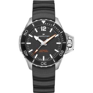 Hamilton Khaki Navy Automatic Men’s Watch, 46mm Stainless Steel Case, Swiss Made, Black Dial Analog Wrist Watch for Men, 300m Waterproof, Sapphire Crystal, 3-Hand Movement, Rubber Strap