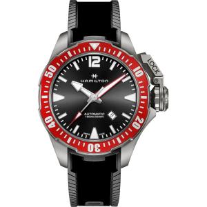 Hamilton Khaki Navy Automatic Men’s Watch, 46mm Titanium Case, Swiss Made, Black Dial Analog Wrist Watch for Men, 1000m Waterproof, Sapphire Crystal, 3-Hand Movement, Rubber Strap