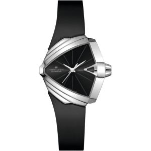 Hamilton Ventura Automatic Men’s Watch, 34mm x 38mm Stainless Steel Case, Swiss Made, Black Dial Analog Wrist Watch for Men, 50m Waterproof, Sapphire Crystal, Rubber Strap