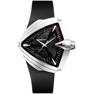 Hamilton Ventura Automatic Men’s Watch, 46mm x 46mm Stainless Steel Case, Swiss Made, Black Dial Analog Wrist Watch for Men, 50m Waterproof, Sapphire Crystal, 3-Hand Movement, Rubber Strap