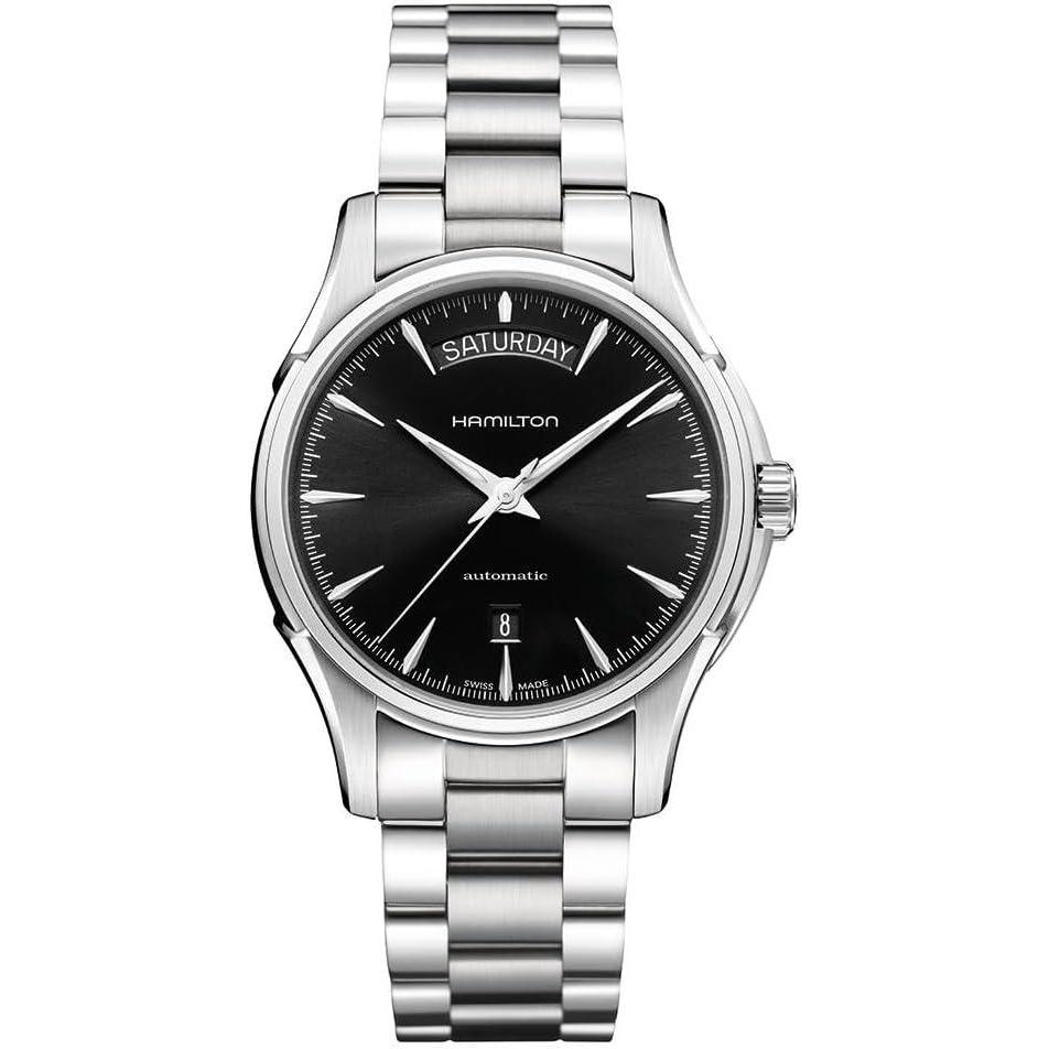 imageHamilton Jazzmaster Automatic Mens Watch 40mm Stainless Steel Case Swiss Made Black Dial Analog Wrist Watch for Men 50m Waterproof Sapphire Crystal Stainless Steel Strap