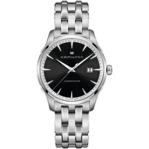 Hamilton Jazzmaster Gent Quartz Men’s Watch, 40mm Stainless Steel Case, Swiss Made, Black Dial Analog Wrist Watch for Men, 50m Waterproof, Sapphire Crystal, Stainless Steel Strap
