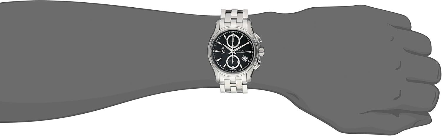 imageHamilton Jazzmaster Automatic Mens Watch 42mm Stainless Steel Case Swiss Made Black Dial Analog Wrist Watch for Men 100m Waterproof Sapphire Crystal Stainless Steel Strap