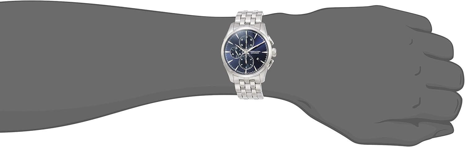 imageHamilton Jazzmaster Automatic Mens Watch 42mm Stainless Steel Case Swiss Made Blue Dial Analog Wrist Watch for Men 100m Waterproof Sapphire Crystal Stainless Steel Strap