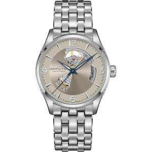 Hamilton Jazzmaster Open Heart Automatic Men’s Watch, 42mm Stainless Steel Case, Swiss Made, Beige Dial Analog Wrist Watch, 50m Waterproof, Sapphire Crystal, 3-Hand Movement, Stainless Steel Strap