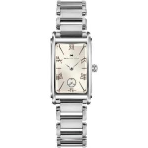 Hamilton American Classic Ardmore Quartz Women’s Watch, 19mm x 27mm Stainless Steel Case, Swiss Made, Silver Dial Analog Wrist Watch for Women, 30m Waterproof, Mineral Crystal, Strap