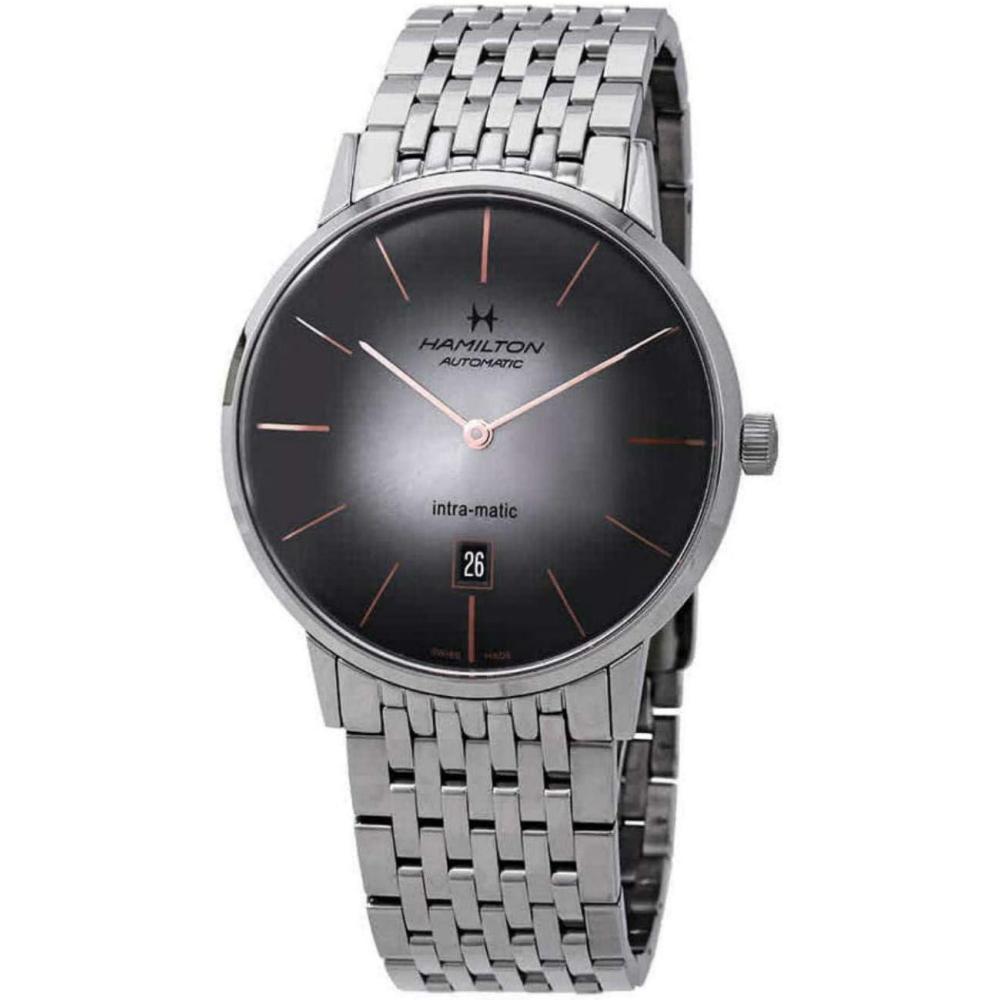 imageHamilton American Classic Automatic Mens Watch 42mm Stainless Steel Case Swiss Made Grey Dial Analog Wrist Watch for Men 50m Waterproof Sapphire Crystal Stainless Steel Strap