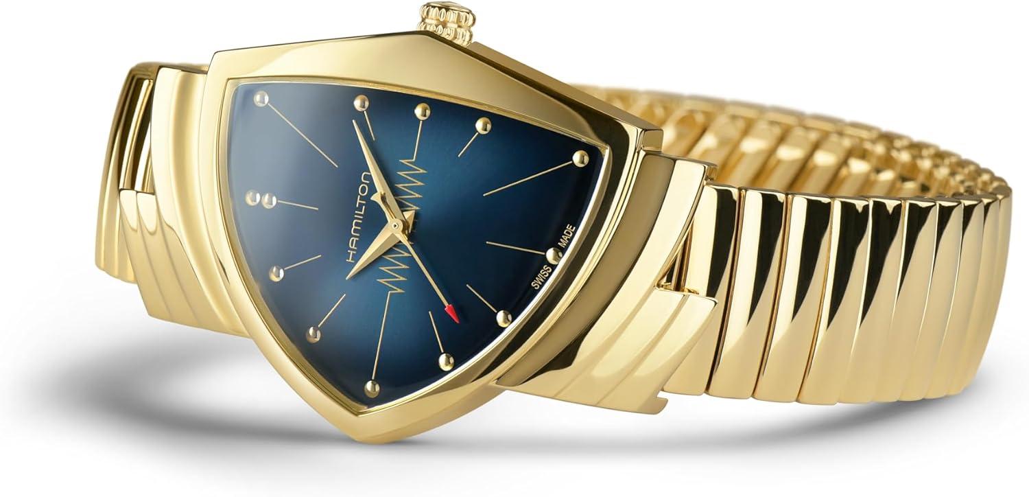 imageHamilton Ventura Quartz Mens Watch 32mm x 50mm Stainless Steel Case Swiss Made Blue Dial Analog Wrist Watch for Men 50m Waterproof Mineral Crystal Stainless Steel Strap