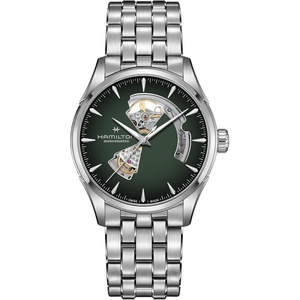 Hamilton Jazzmaster Automatic Mens Watch, 42mm Stainless Steel Case, Swiss made, Green Dial Analog Wrist Watch for Mens, 50 Meters Water resitance, Sapphire Crystal, 3-Hand Movement, Stainless Steel Bracelet