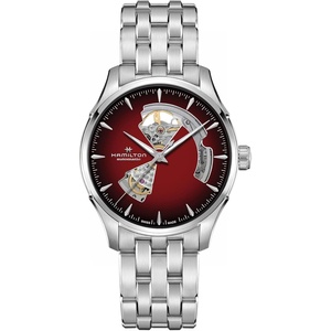 Hamilton Jazzmaster Open Heart Automatic Men’s Watch, 40mm Stainless Steel Case, Swiss Made, Burgundy Dial Analog Watch, 50m Waterproof, Sapphire Crystal, 3-Hand Movement, Stainless Steel Strap
