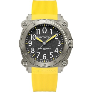 Hamilton Khaki Navy Automatic Men’s Watch, 46mm Titanium Case, Swiss Made, Grey Dial Analog Wrist Watch for Men, 1000m Waterproof, Sapphire Crystal, Rubber Strap